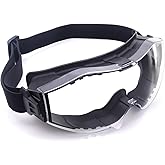 UKNOW Safety Goggles Over Glasses, Anti-Fog Clear Lens, ANSI Z87.1 Protective Eyewear Adjustable Strap, Ideal for Lab Use
