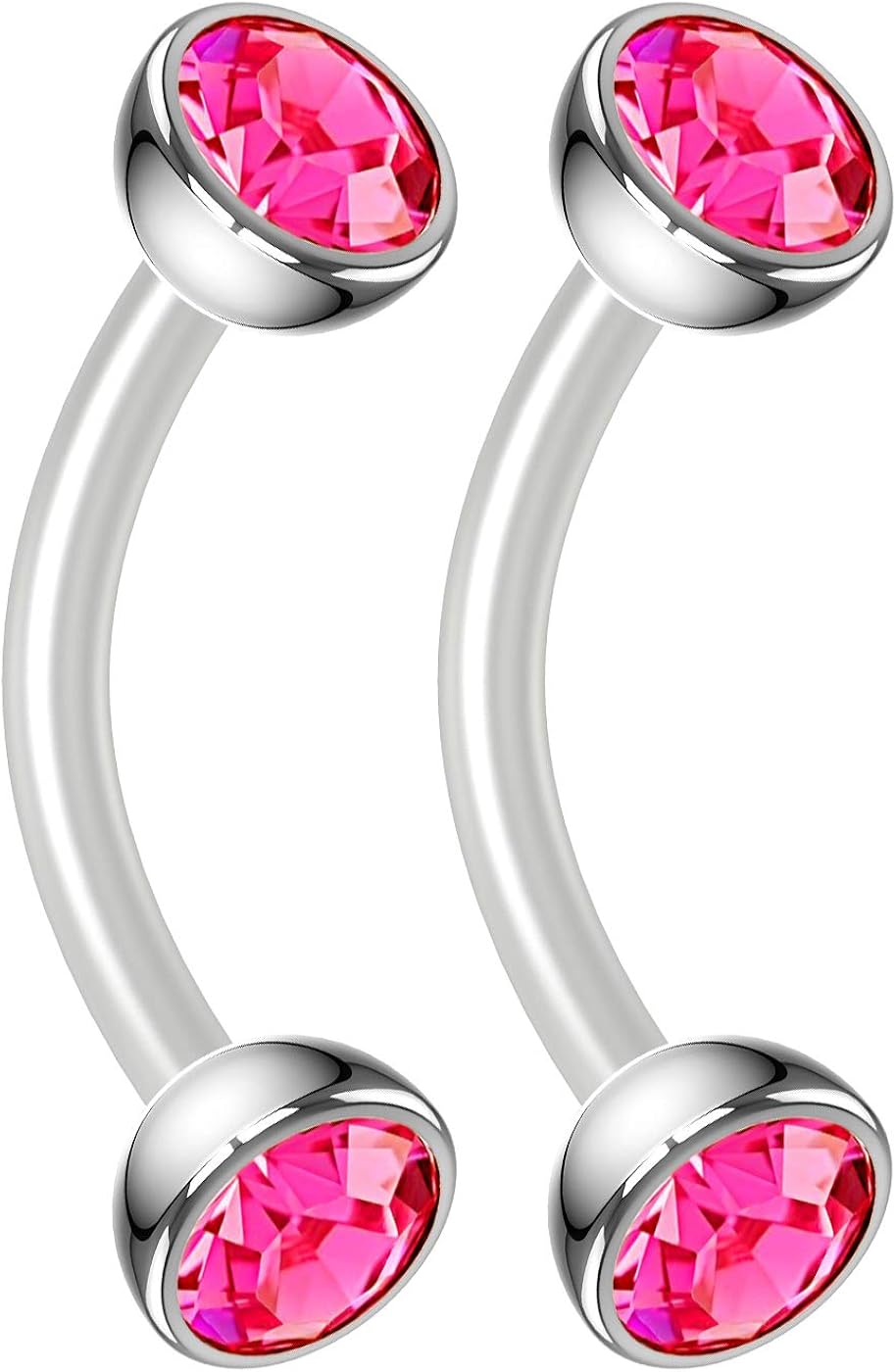 2pc 16g 1.2mm Bioflex Curved JCurve Barbell Vertical Labret Bar Lip