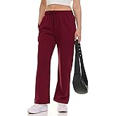 MODERN BASICS Straight Leg Sweatpants for Women, Fleece Loose Fit Open Bottom Lounge Womens Sweatpants with Pockets