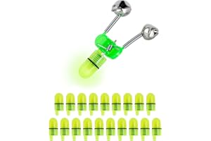 OHOH 20 PCS LED Fishing Light, Waterproof Fishing Bite Alarm Light Bulb Replacement, LED Night Fishing Rod Bite Bait Alarm Light (Green Light)