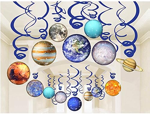 LSKOO Solar System Whirls(15Pack), Outer Space Hanging Swirl Home Classroom Decor for Boy Girl Kids Room Birthday Party