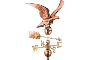 Good Directions Smithsonian Eagle Copper Weathervane, Includes Adjustable Roof Mount for Easy Installation - Hand-Polished Copper