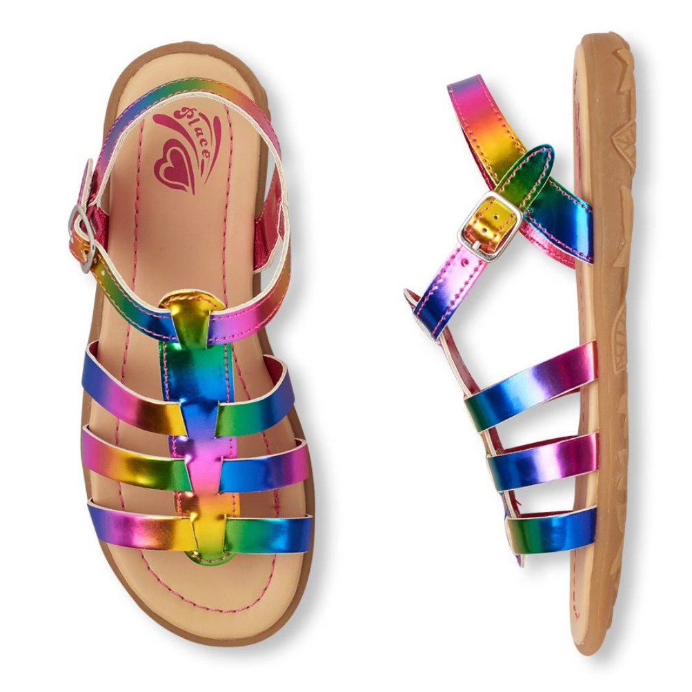 rainbow metallic sandals