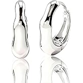 Caralon Tiny Dainty Gold & Silver Huggie Hoop Earrings for Women:Small Bamboo,Square,Twisted,Teardrop,U-Shaped Hoops, Mini Huggie Hoops in Champagne & White Gold Plated Hypoallergenic Lightweight