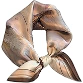 PLIPON 100% Mulberry Silk Neck Scarf - 21"x21" Small Printed Square Neckerchief Scarves for Women