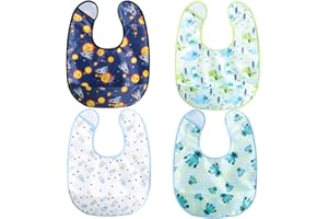 NORINORI Baby bibs Waterproof Toddler bib - Feeding bib with Pocket for Infant Boy Girl Washable 6-36M