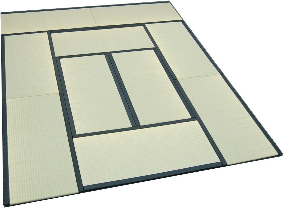 TATAM Tatami Mat Japanese Traditional 1/4 Size (17x34 inch) 10 piece set Unit mattress Made in Japan (Black)