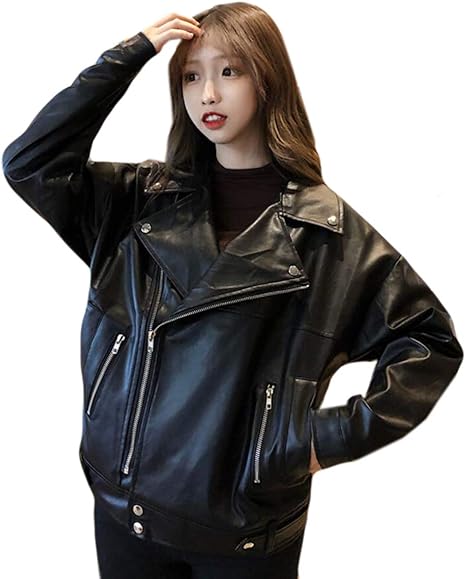 Amazon Mengfan Pu ジャケット レディース 春秋 ショート丈 ゆったり Bf風 レザー ブルゾン ブレザー Pu スタジャン フェイクレザー ライダースジャケット 黒 S M L Xl E コート ジャケット 通販