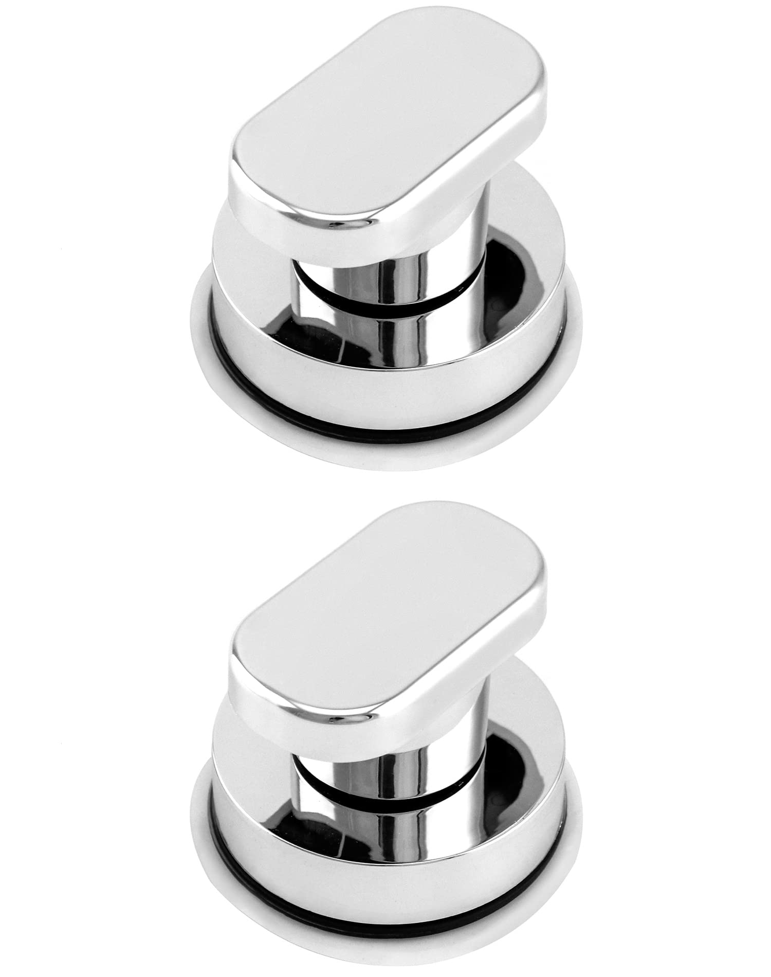 QWORK® 2PCS Powerful Suction Cup Handle Swivel Pull Handle Non-Marking and Punch-Free Door Knob for Drawer, Wardrobe, Bathroom, Refrigerator, Toilet Lid - Silver