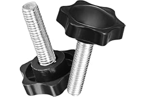 msiori 2 Pack Black 8mm(M8) x 30mm Thread Star Knob, Thread Replacement Star Hand Knob Tightening Screw