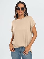 AUTOMET Womens Summer Tops Oversized Short Sleeve