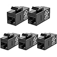 VCE Keystone RJ45 Coupler Cat6, 5-Pack Ethernet Inline Connector Female to Female, Keystone Jack Insert for Wall Plate & Patc