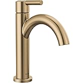 Delta Nicoli Brushed Gold Bathroom Faucet 1 Hole, Single Hole Bathroom Sink Faucet for Vanity, Push-Pop Drain Assembly, Champagne Bronze 15749LF-CZ