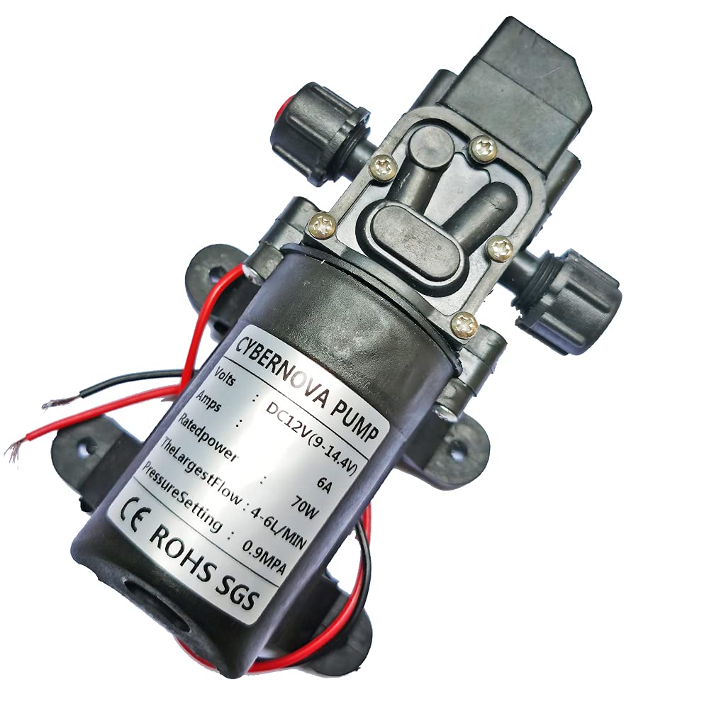 CYBERNOVA DC12 V 131PSI Water High Pressure Diaphragm Self Priming Pump Caravan/Boat/RV/Garden(4-6 L/min)