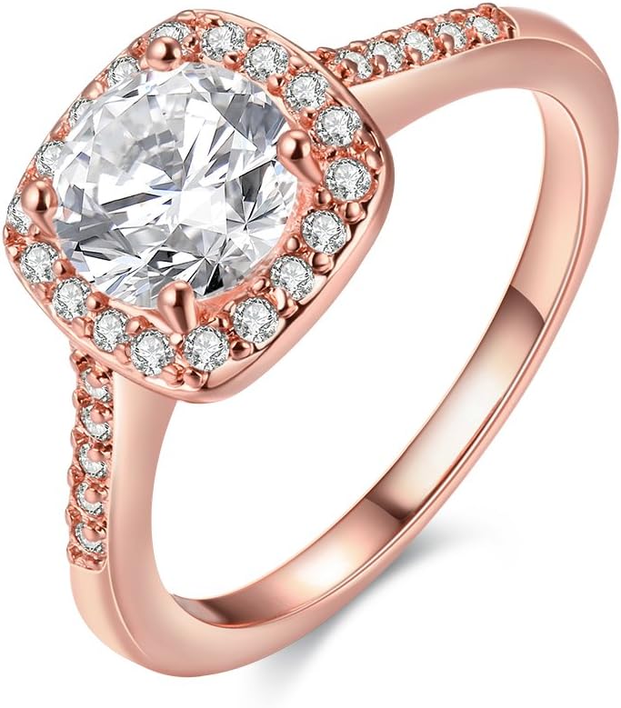 One Cent Online Eternal Love Women's 18K Rose/White Gold Plated CZ Crystal Engagement Rings Best Promise Rings Anniversary Wedding Bands for Lady Girl