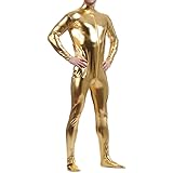 Seeksmile Unisex metallic bodysuit Zentai zonder capuchon volwassenen glanzend eendelig spandex body pak Halloween kostuum, zwart, 3XL