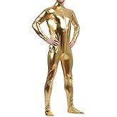 Seeksmile Unisex Metallic Bodysuit Zentai without Hood Adult Shiny One Piece Spandex Body Suit Halloween Costume