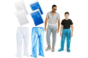 Geyoga 8 Pcs Disposable Rain Pants with Shoe Boot Waterproof Long Pant Boot Covers for Adults Teens Outdoor Cycling Fishing