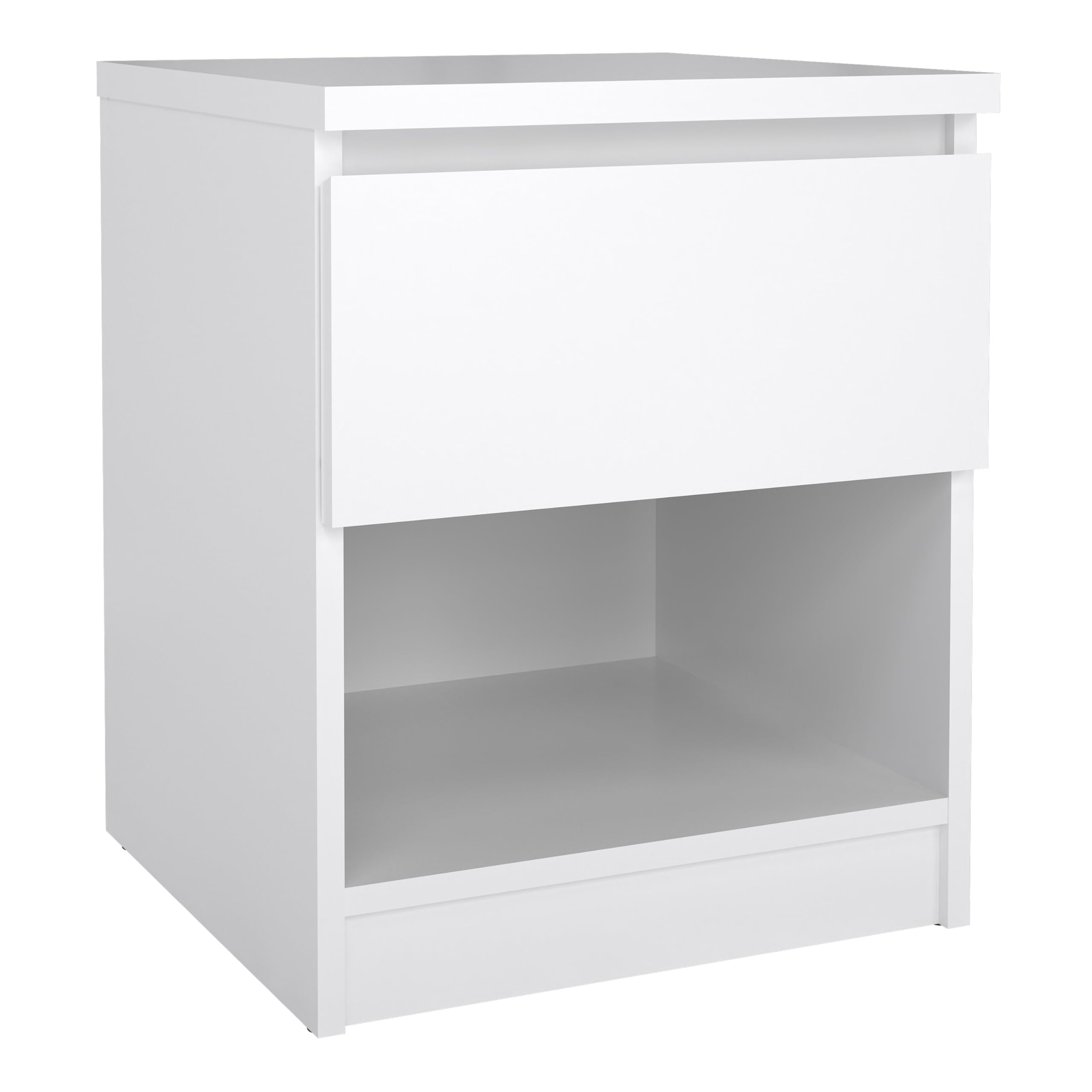 Furniture To Go | Naia Bedside - 1 Drawer 1 Shelf in White High Gloss