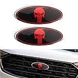 2 PCS Front Grille Skull Emblem, Central Mesh Cover