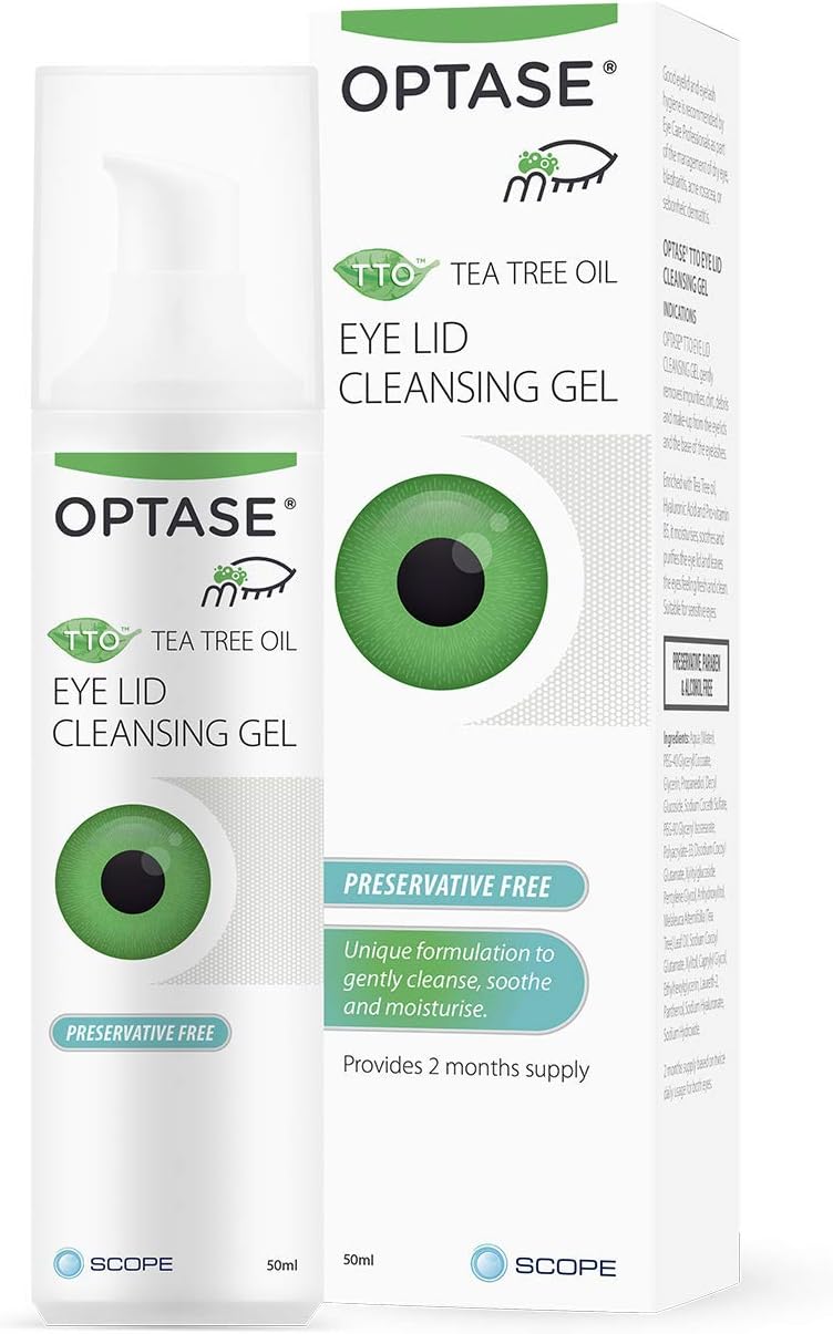 Optase Tea Tree Oil (TTO) Eyelid Cleansing Gel, Daily Eyelid Hygiene to Refresh and Revitalise, Preservative Free