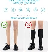 ACWOO Compression Socks 2 Pairs Unisex Graduated Support Black Beige view 3