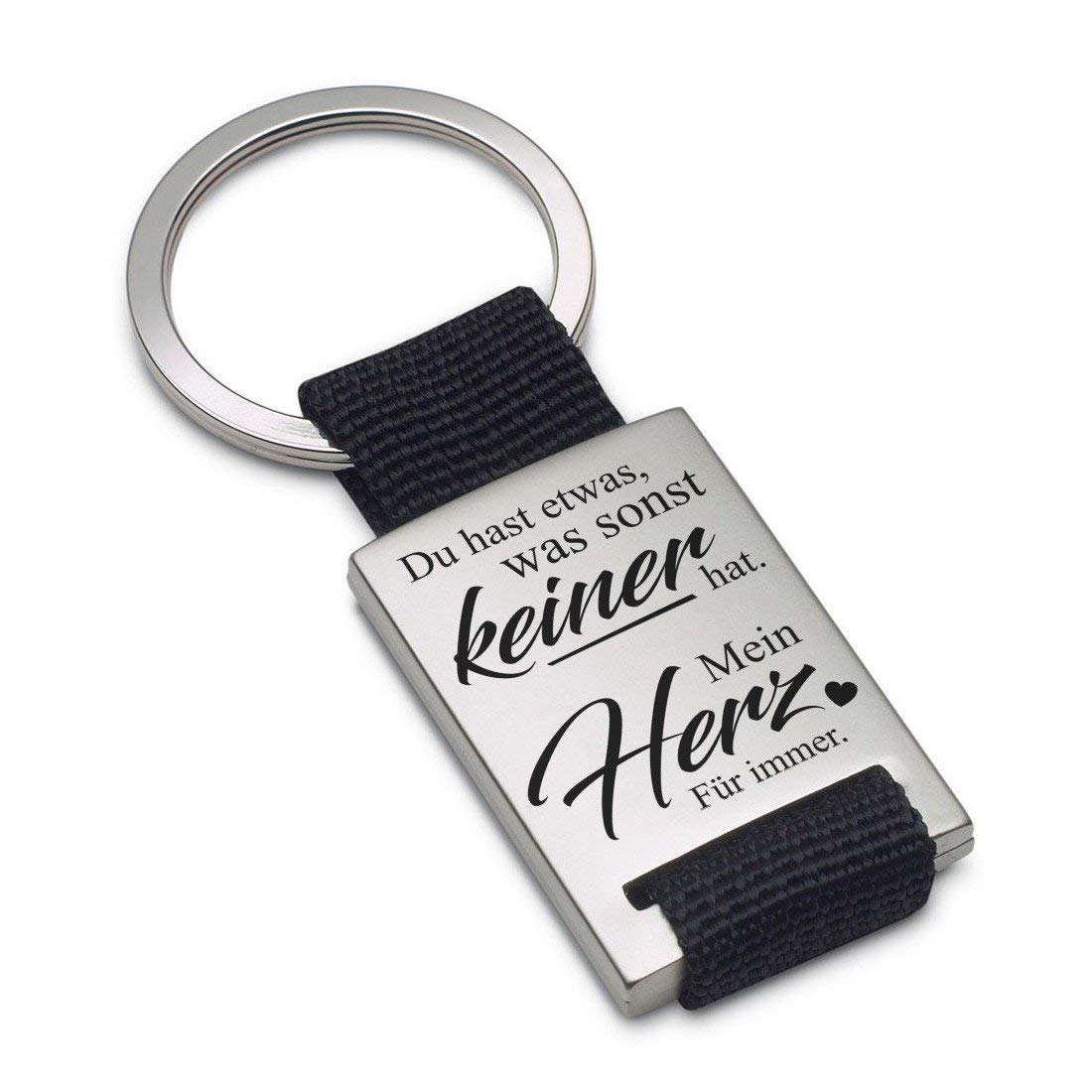 Lieblingsmensch Keyring Model: Du hast etwas, was keiner hat., Textile, 8.5 x 3 x 0.3 cm