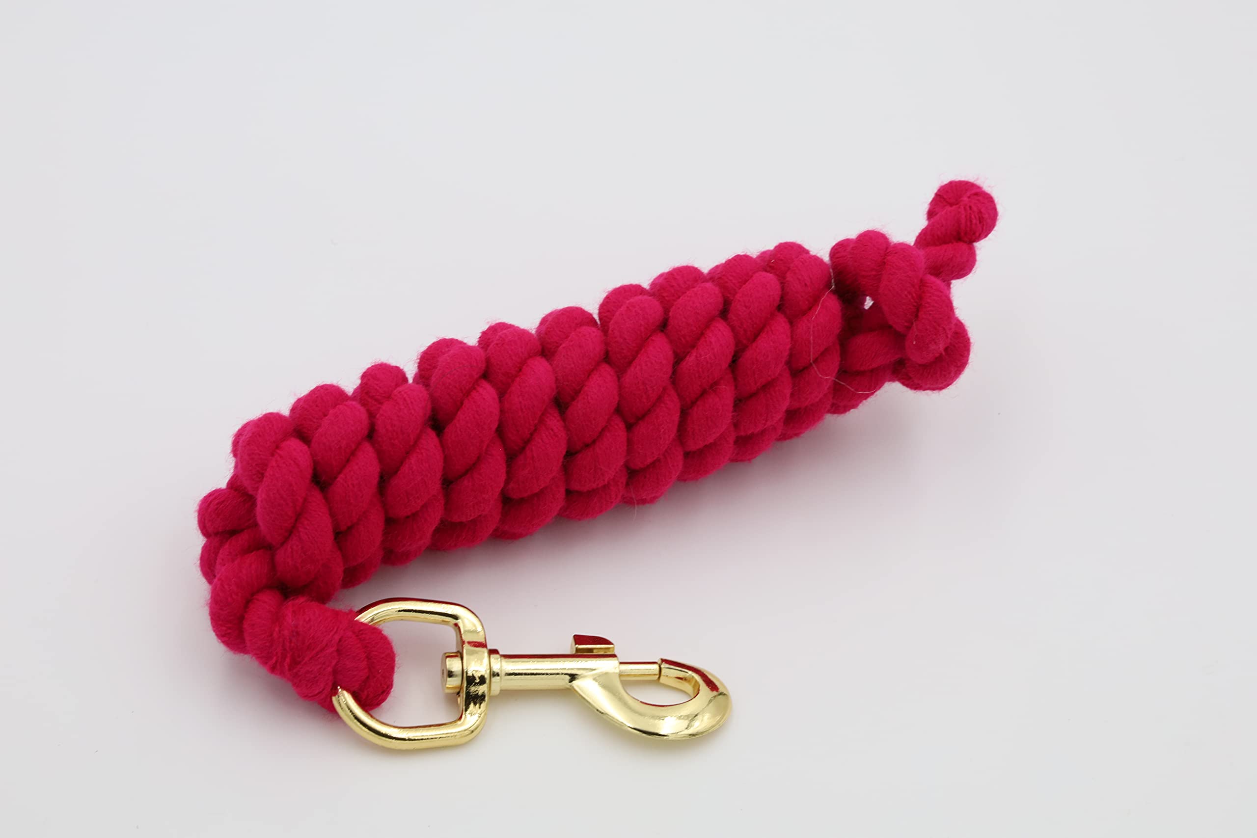 Horse/Pony Cotton Lead Rope with Brass Clip 1.8m (Bright Pink)