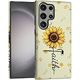 Zeggi Case for Samsung Galaxy S25 Ultra,Soft Silicone Rubber and Hard Acrylic 2-in-1 Matte Phone Cover for Women,Shockproof Anti-Scratch Protective Case for Samsung Galaxy S25 Ultra Sunflower Faith