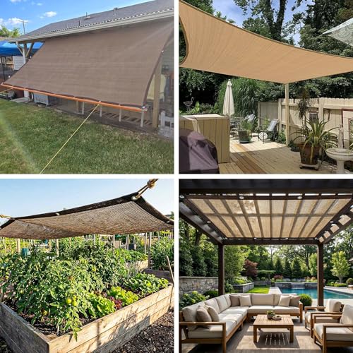 Sun Shade Netting, Sun Protection Net 80% UV Shade Fabric, Shade Cloth Greenhouses Windproof Cover with Eyelets, for Greenhouse/Garden/Pergola/Patio Lawn