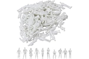 VICDUEKG 100Pcs 1: 100 Scale Unpainted Mini People Figures Miniature Museum Architectural Plastic Figures Sitting and Standin