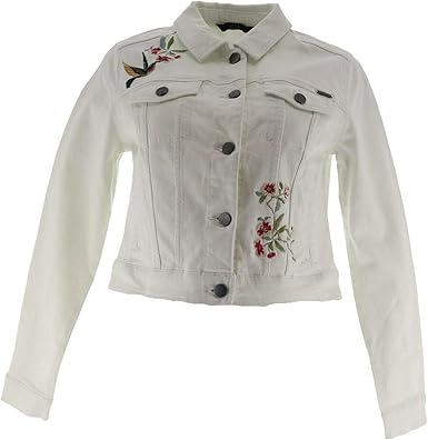 embroidered white denim jacket