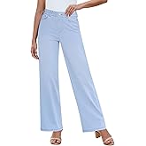 GRAPENT Wide Leg Jeans for Women High Waisted Trendy Pull On Elastic Waist Soft Stretchy Denim Pants Sweatpant Jeans