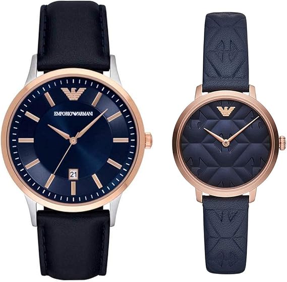 Amazon エンポリオアルマーニ Emporio Armani ペア収納ケース付 ペアウォッチ ネイビーブルー レザー 革ベルト Ar111ar 腕時計 並行輸入品 メンズ腕時計 腕時計 通販