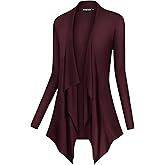 Urban CoCo Women's Drape Front Open Cardigan Long Sleeve Irregular Hem
