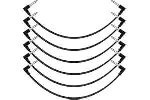 GOGHOST 12 Inch Guitar Patch Cables 6 Pack, 1/4" Right Angle Guitar Effect Pedal Board Patch Cable, Noise Free and Long-Lasting Patch Cords for Pedals, Black