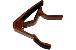 JEWEDECO Wood Grain Guitar Capo Tone Clamp for Acoustic Folk Guitar and Ukulele – Adjustable Clip Tuner