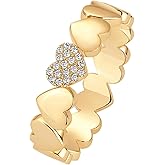 PAVOI 14K Gold Plated Heart Stackable Rings for Women | Love Valentines Statement Chunky Signet Ring Band | Friendship Rings