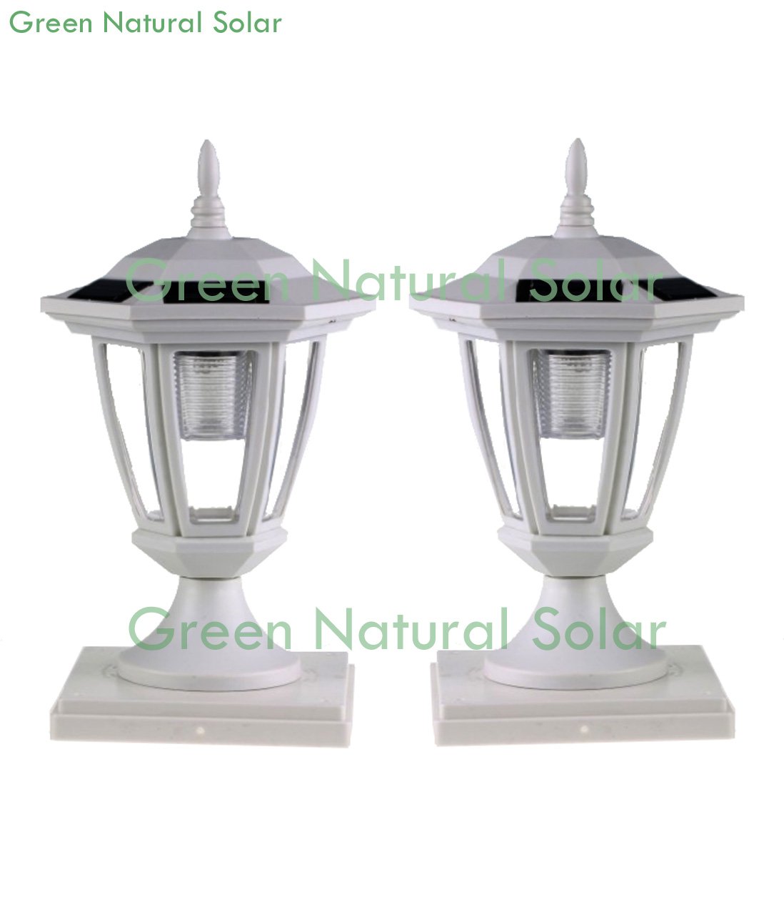 with Lights Cap Post Hexagon Solar WHITE 2Pack WHITE Posts PVC/Vinyl