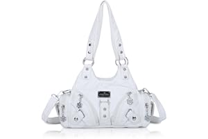 Angel Kiss Purses for Women Small Hobo Shoulder Bags Vagen Leather Multi-Pocket Tote Bag with Zipper