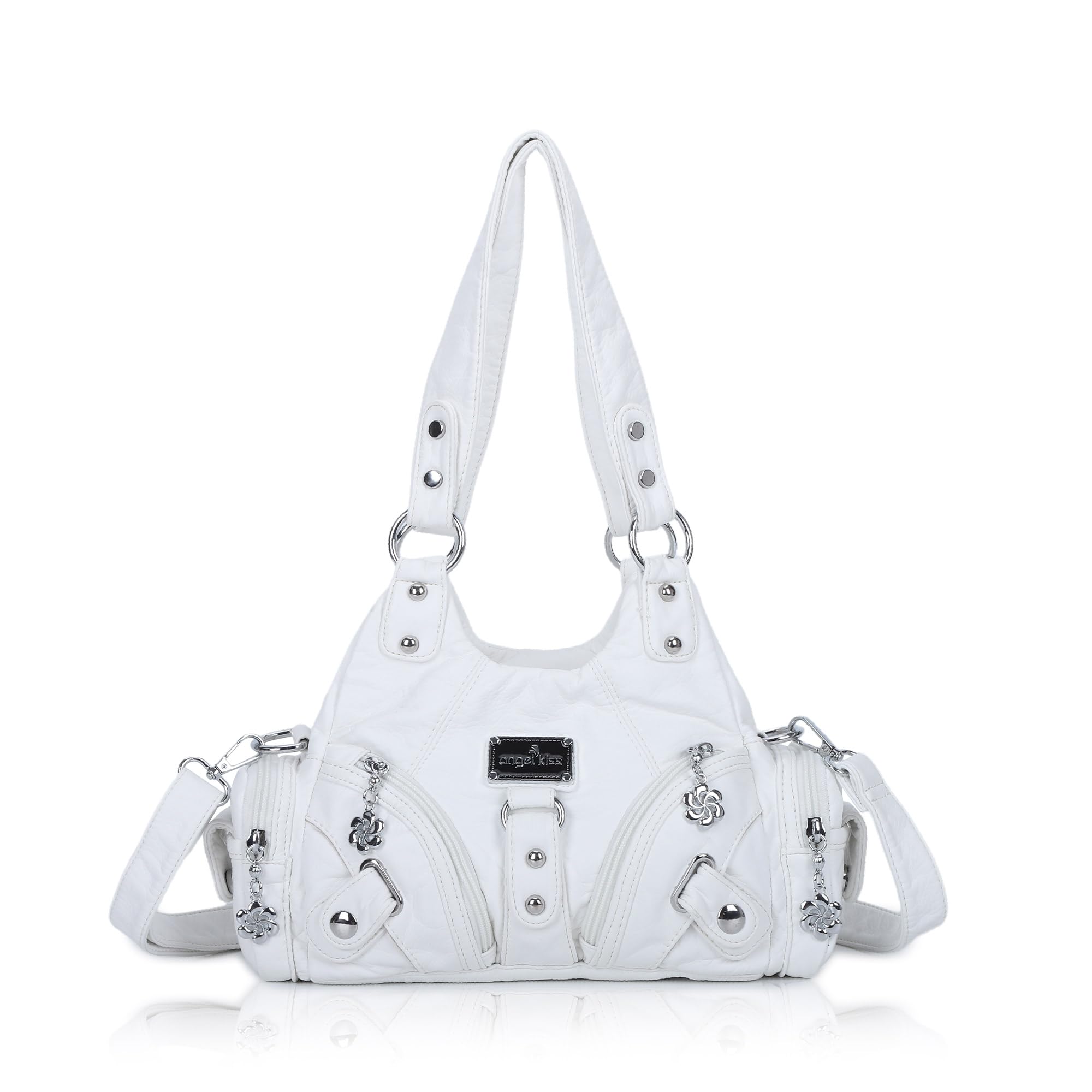 Angel Kiss 財布 女性用 スモール ホーボー ショルダーバッグ Vagen レザー マルチポケット トートバッグ ファスナー付き