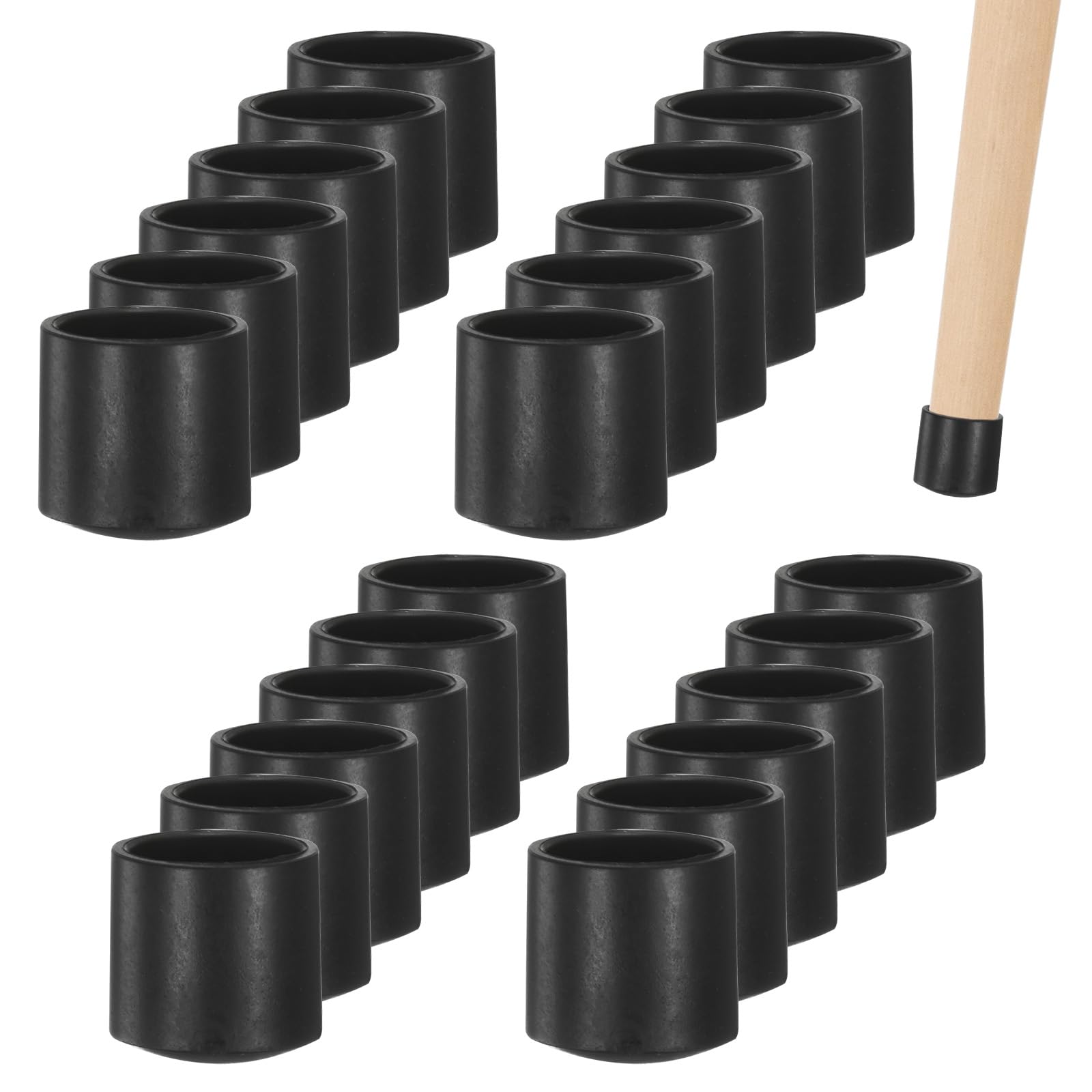 M METERXITY 24-Pack Chair Leg Caps, 1/2 Inch(13mm) PVC Chair Leg Floor Protectors for Folding Chairs/Metal Chairs/Furniture Table/Hardwood Floors, Round Non-Slip Cover End Tips [Black]