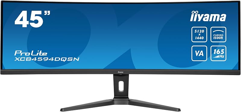 iiyama ProLite XCB4594DQSN-B1 Curved 45 inch 165Hz DQHD Monitor HDMI DP USB-C