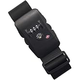 Heavy Duty Luggage Straps TSA Approved with Combination Lock Adjustable Travel Belt for Suitcases (Black)