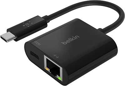 Belkin INC001btBK USB-C Ethernet Adapter with 60W Charge 1000Mbps MacBook Pro