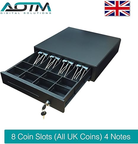 Aotm 12v Heavy Duty Cash Till Drawer With 4 Bills 8 Amazon Co Uk