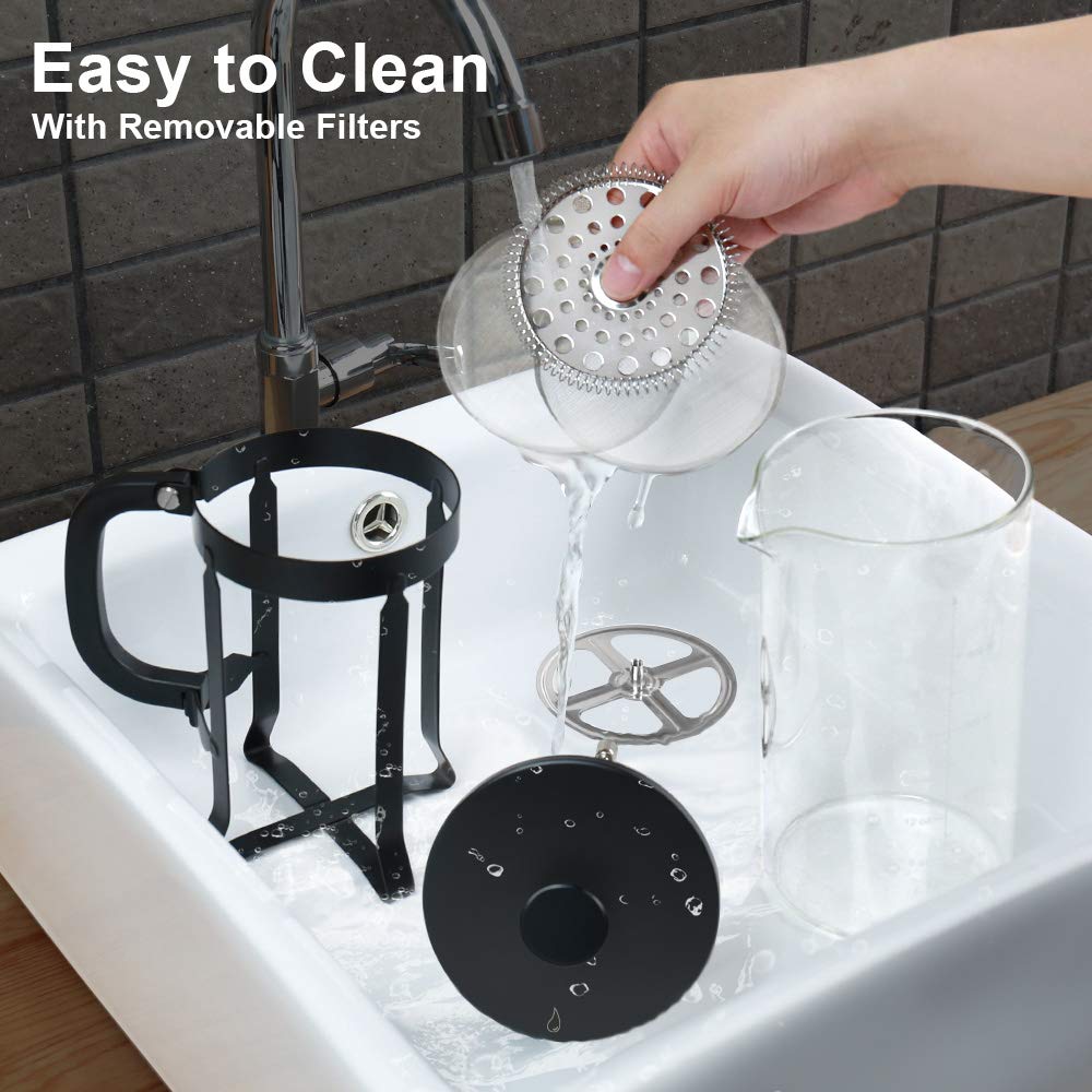 Veken French Press Coffee (12 oz) 304 Grade Stainless Steel Tea Maker