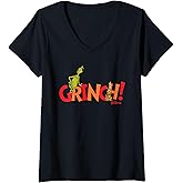 Womens Dr. Seuss Grinch! with Max V-Neck T-Shirt