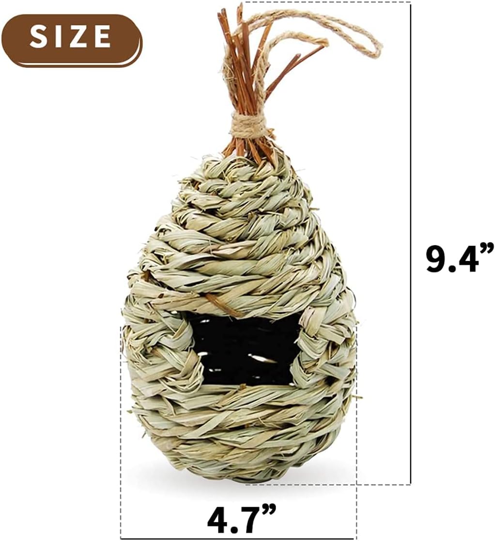 Gute Humming Bird Houses for Outside Hanging, Natural Grass Hanging Bird Hut, Hand Woven Hummingbird Nest, Large Wren Finch Bird House for Garden Window Outdoor Home Decoration, 3 Pack : Garden & Outdoor