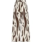 PRETTYGARDEN Womens Pants Dressy Casual Wide Leg Graphic Print Lounge Pants Women Comfy High Waist Pleated Palazzo Pants
